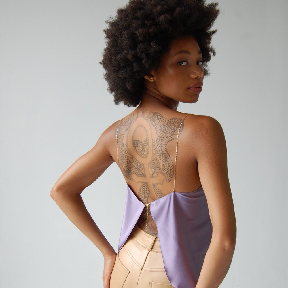Lavender Silk Cami Tank w. 14k Gold Filled Chain